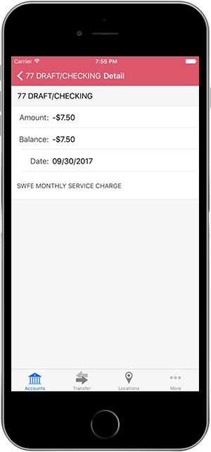 Mobile app checking account (iPhone)