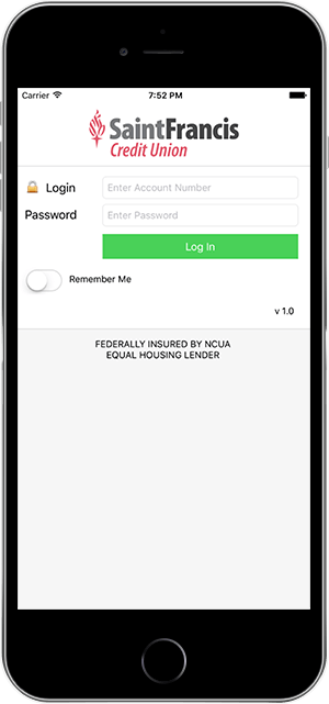 Mobile app login (iPhone)